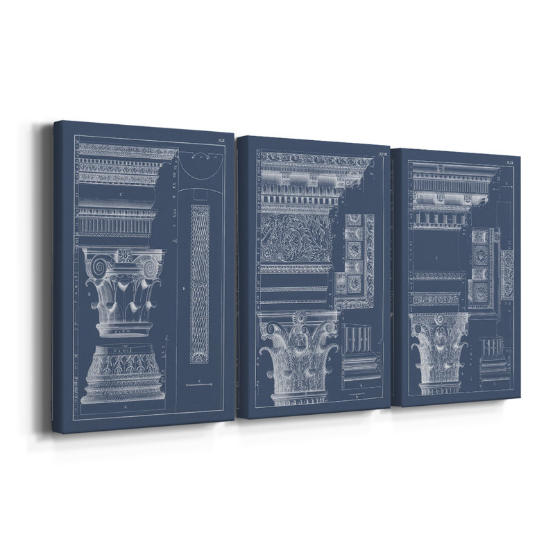 Colonne et corniche I - toile tendue sur mesure - 3 pièces, H 18 po x l 36 po