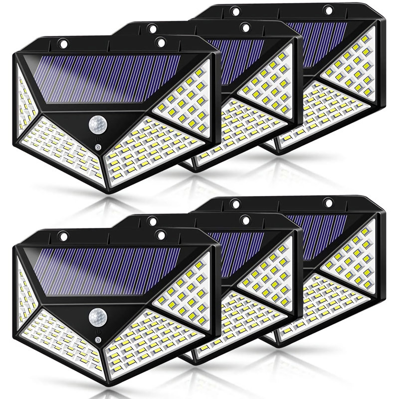 6-Pieces Solar Powered Outdoor Lights with Motion Sensor Dust to Dawn 6000K