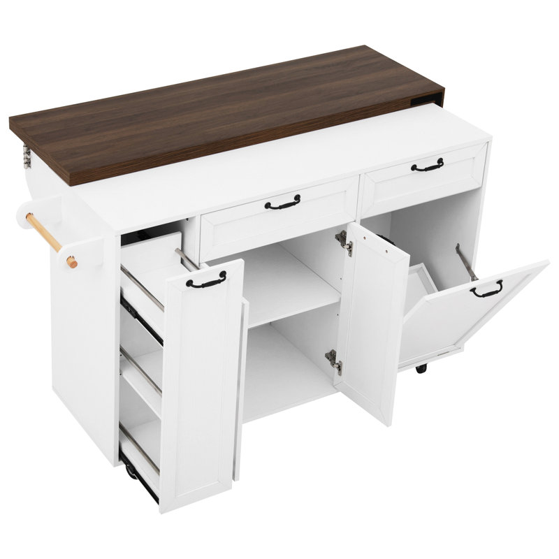 Îlot de cuisine polyvalent avec table extensible et rangement, conception moderne en MDF