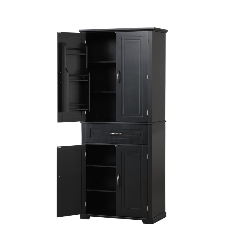 Armoire noire pour salle de bain - Tablette réglable Solution de rangement spacieuse Grand espace, Noir