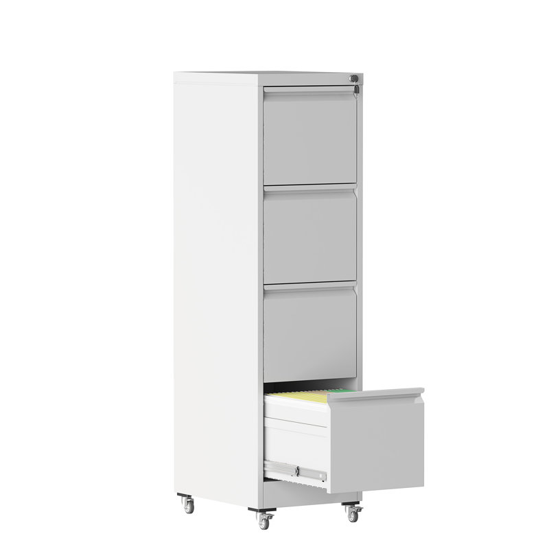 Classeur vertical verrouillable à 4 tiroirs sur roulettes en métal - Armoire verrouillable robuste pour la maison et le bureau