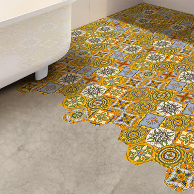 Décalcomanie de plancher hexagonale florale
