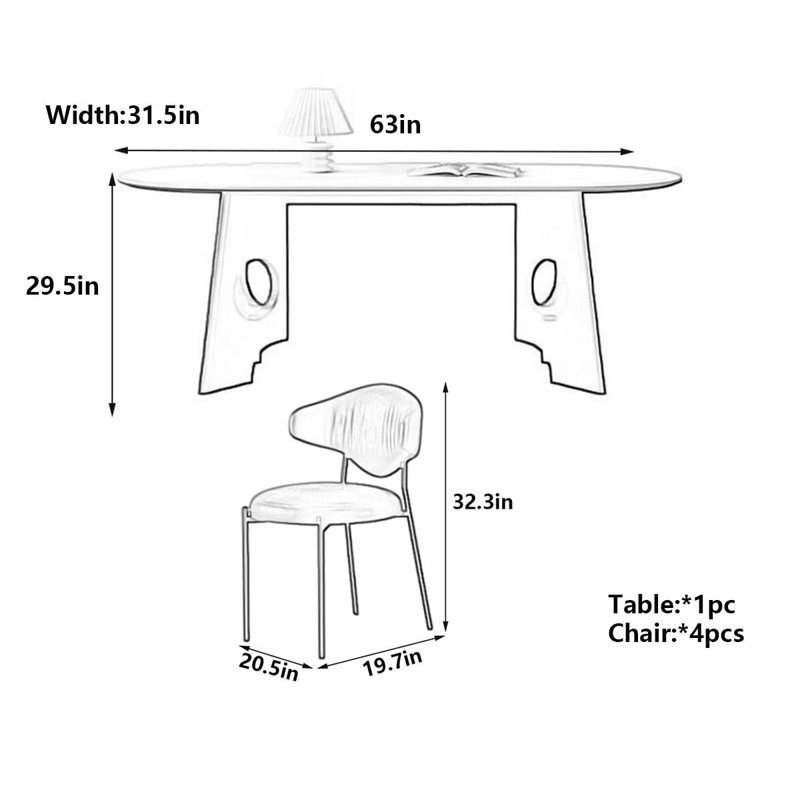 Table de salle à manger French French, H 29,5 po x L 63 po x l 31,5 po