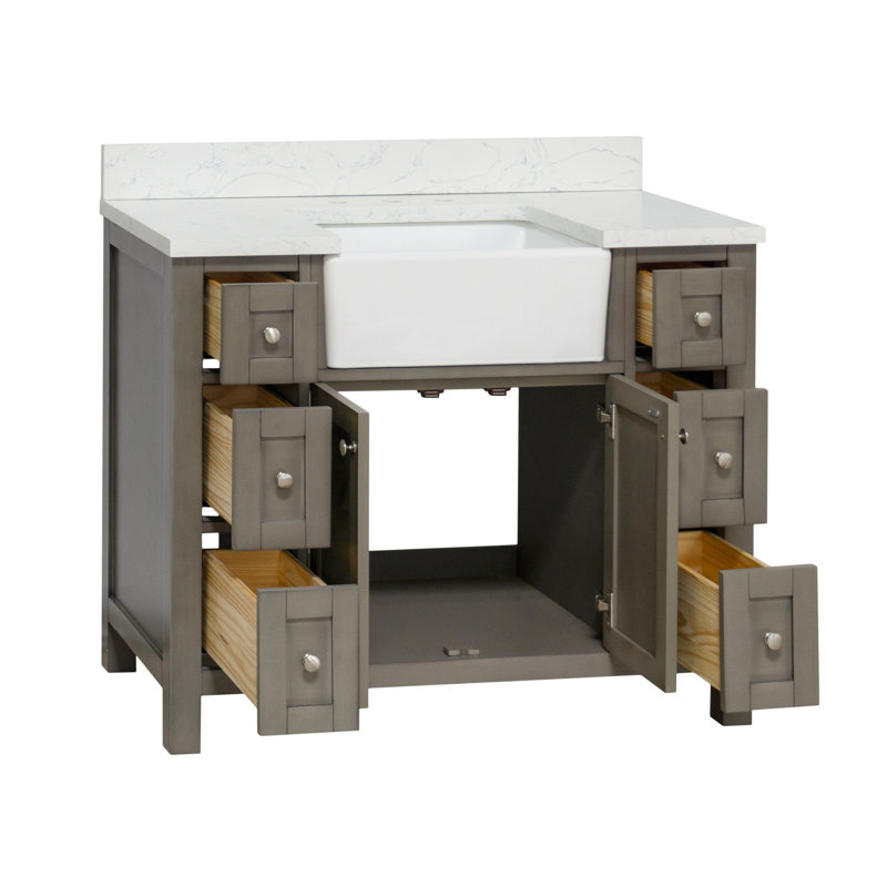 Meuble-lavabo simple l 42 po Yorkshire, Gris patiné