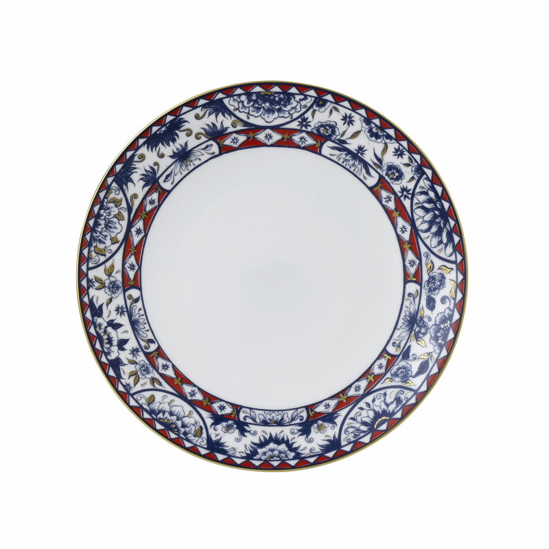 Victor Handmade Bone China Dinner Plate, Red/Blue
