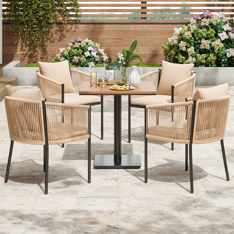 Chaises de patio confortables en rotin, structure en métal, ensemble de jardin