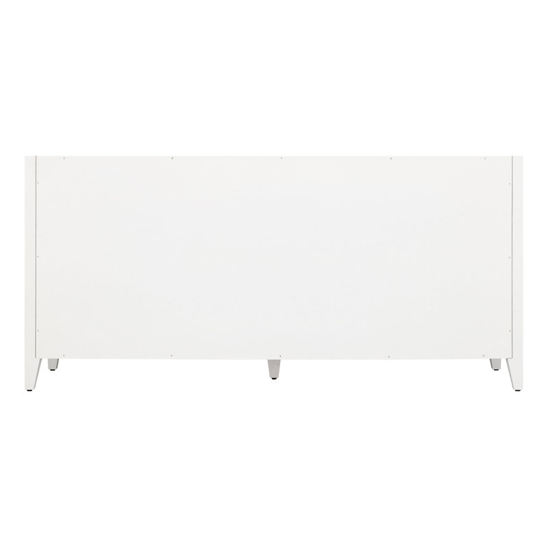 72" Holmesdale Vanity With Undermount Sinks - Widespread, Feathered White Quartz, Bright White, Satin Nickel
