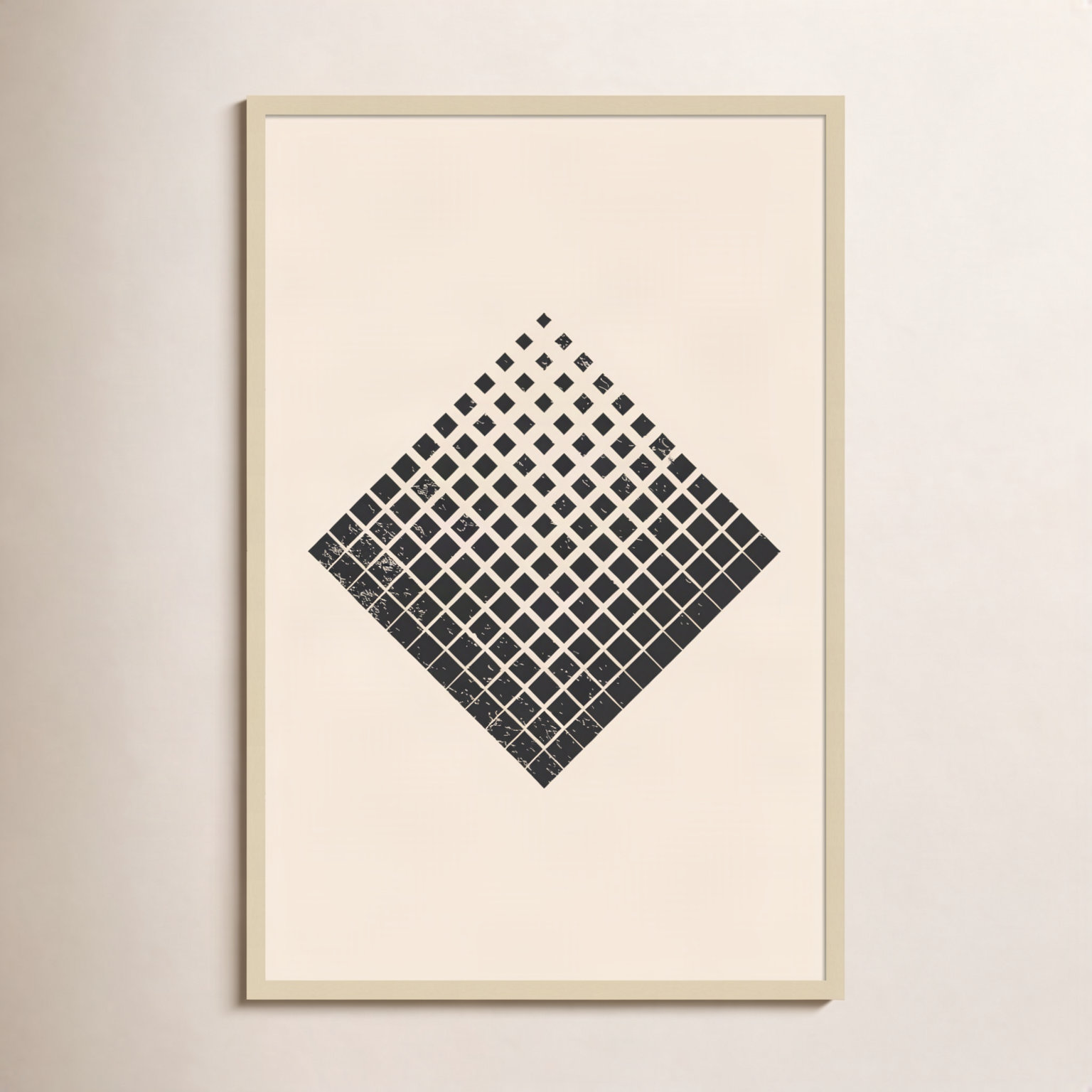 Minimal Halftone Shapes No. 3 Print, 41" H x 28" W x 1" D, Brown