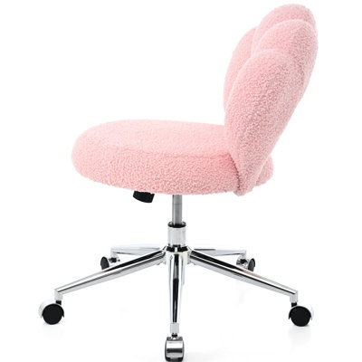 Height Adjustable Swivel Office Chair Covered With Fabric - Pink 360 Relaxing For Home