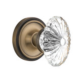 Crystal Fluted Oval Interior Mortise Door Knob with Classic Rosette