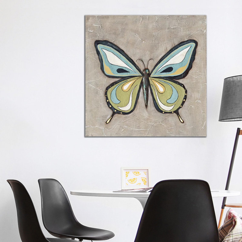 Graphic Spring Butterfly I by Jade Reynolds - Wrapped Canvas Print, 93.98 cm H x 93.98 cm W x 1.91 cm D