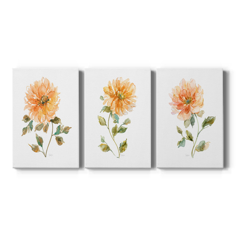 Bright Botanical I - Toile tendue avec châssis sur mesure - 3 pièces, H 60 po x l 120 po