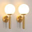35Cm Gold Wall Sconce With White Glass Globes