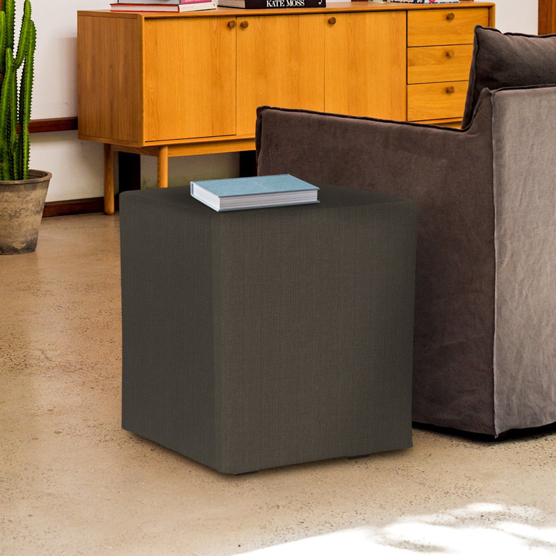 Alyssia Box Cushion Ottoman Slipcover, Charcoal