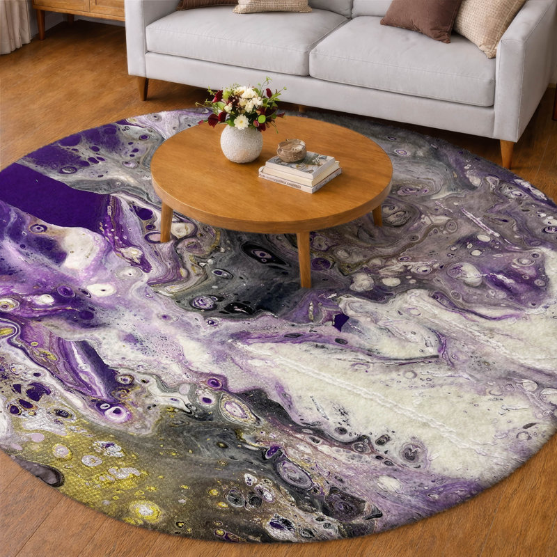 Tapis à poil long de qualité supérieure lavable à la machine ADS52, Rond 8 pi