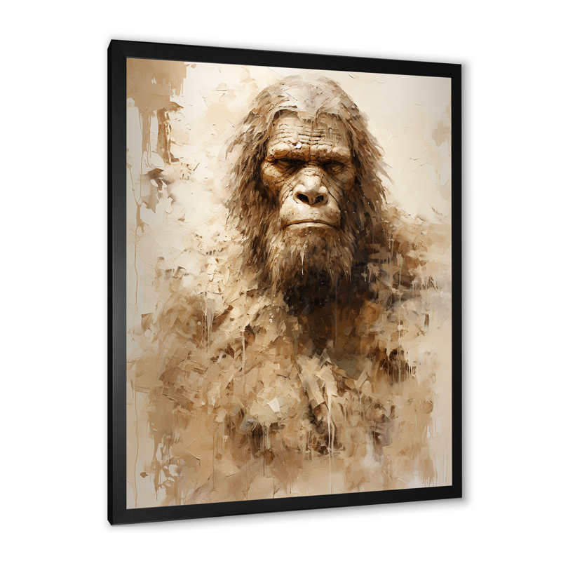Portrait de Bigfoot IV sur toile, Cadre simple noir, H 32 po x l 24 po x P 1 po