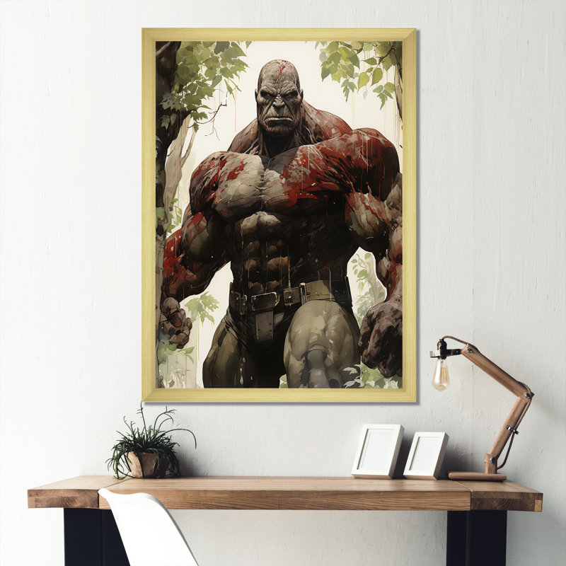 Art géant sanglant «Superhero II - Giants», Cadre doré simple, H 44 po x l 34 po x P 1,5 po