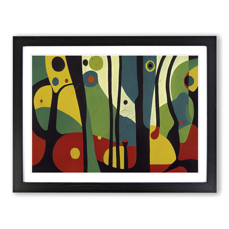Fantastic Abstract Forest - Single Picture Frame Print, Black, 46cm H x 64cm W x 2cm D