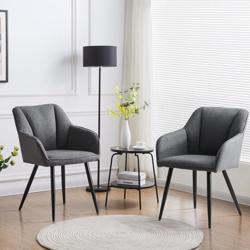 45.5cm H Upholstered Metal Armchair, Dark Grey