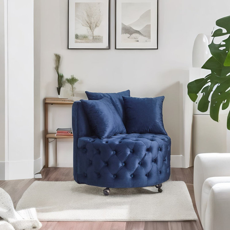 Blue Velvet Swivel Chair