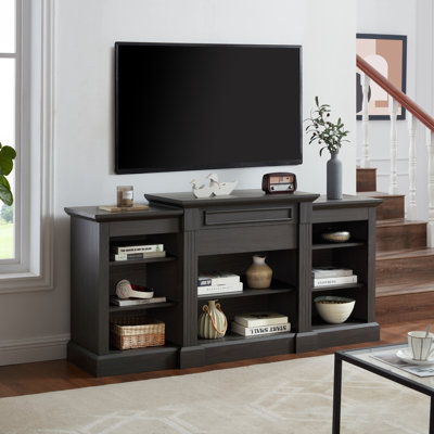 Console multimédia avec grand cabinet de rangement, meuble télé multimédia moderne, l 65,75 po x P 17 po x H 32,48 po