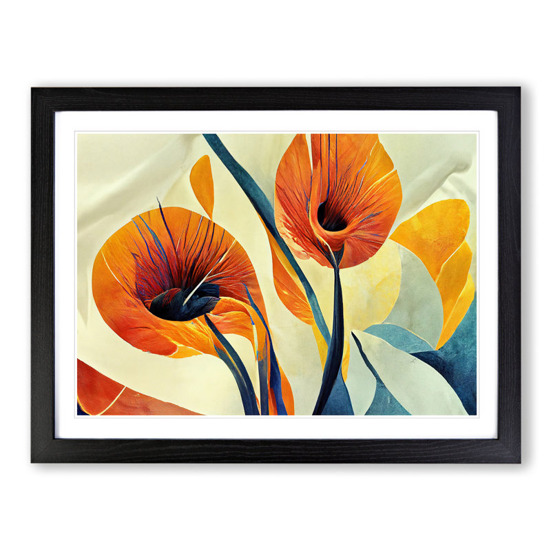 Flowers Abstract Vol.3 - Single Picture Frame Painting, 46cm H x 64cm W x 2cm D, Black