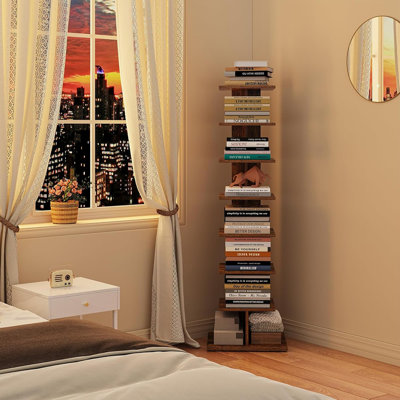 Vertical Bookshelf, 8-Tier Bookcase, Narrow Spine Book S...