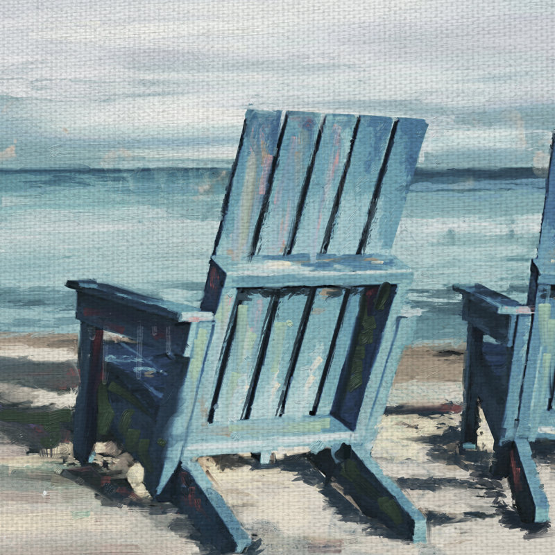 Impression sur toile Waterfront View V1 par Studio Arts, H 22 po x l 28 po x P 1,5 po, Bleu / sable