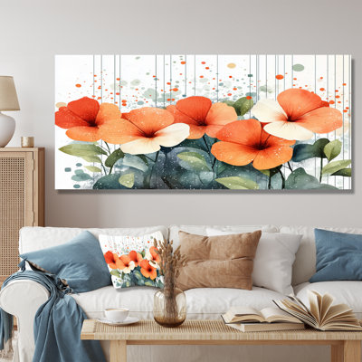 «Red Blooming Poppy Gardens In The Spring - Fleurs», décoration murale en métal, impression moderne sur métal
