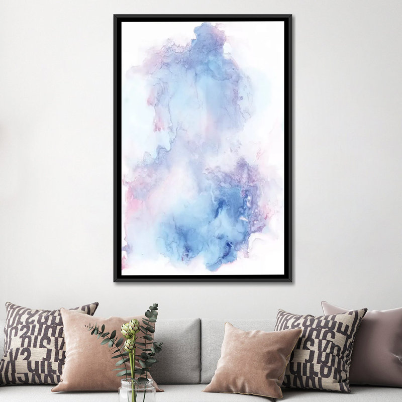 « coton bonbon », impression sur toile, H 26 po x l 18 po x P 1,5 po, Toile avec cadre noir, Pas de tapis