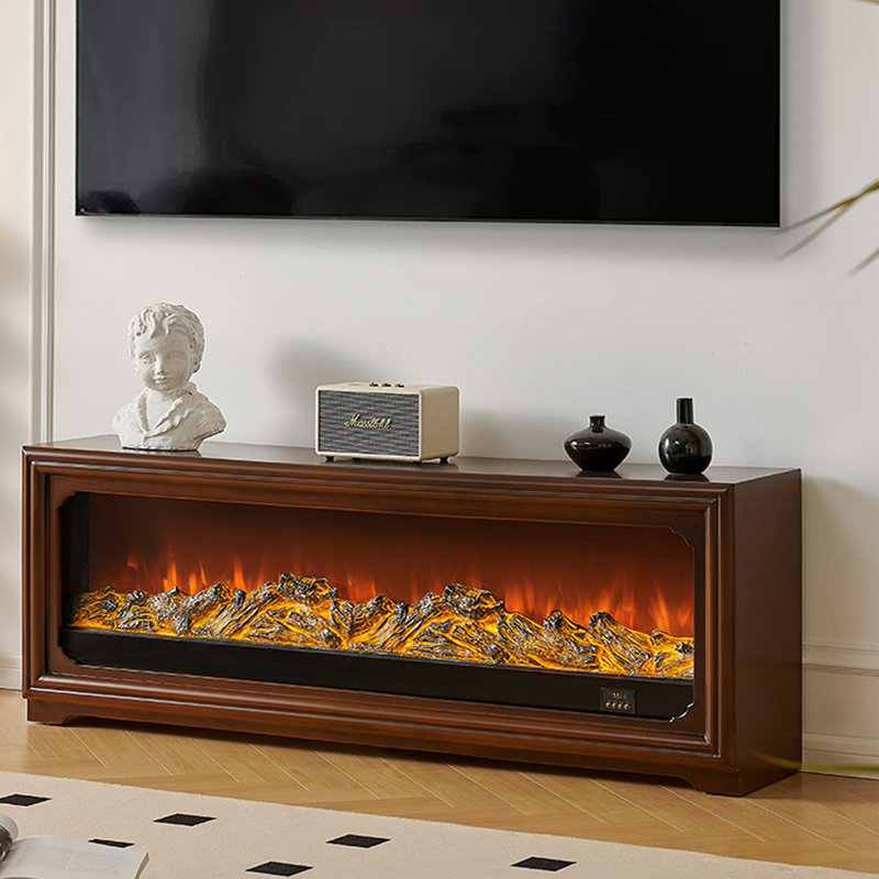 Meuble télé American Electric Fireplace, Brun