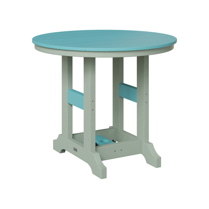 Garden Classic Outdoor Round Dining Table, Aruba Blue, Seafoam