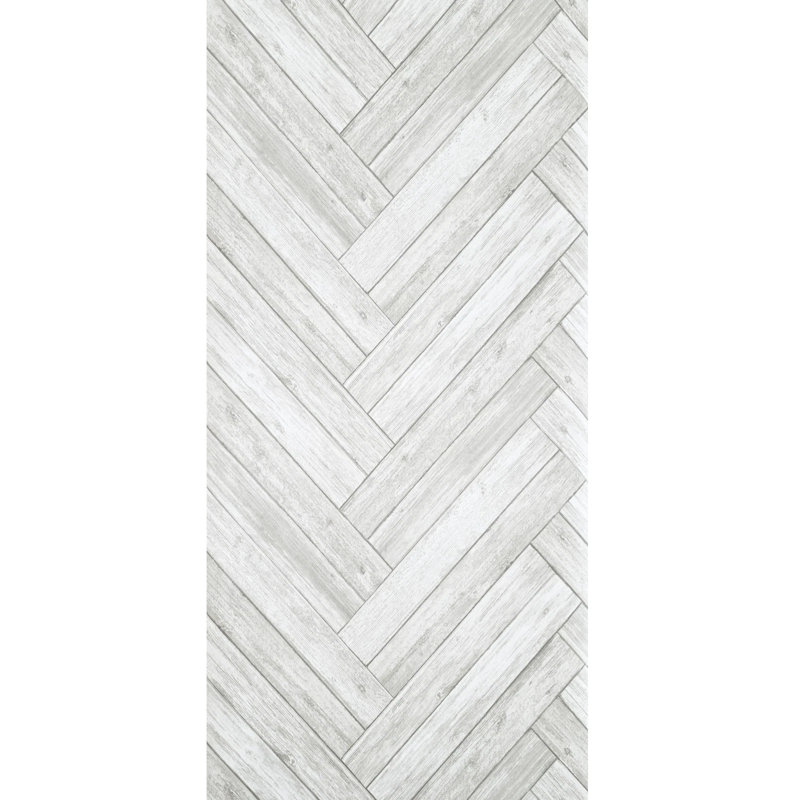 Papier peint rustique gris clair à chevrons zigzag délavé, Chêne pâle