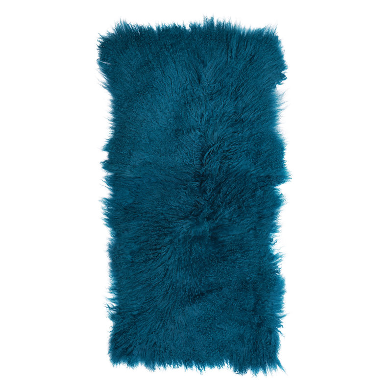 Sheepskin Area Rug in Dark Teal, Rectangle 2' x 4'