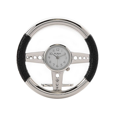 Analogue Metal Tabletop Clock in Chrome/Black