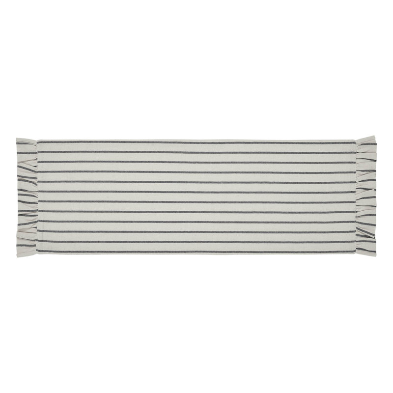 Navy and Creme Cotton Striped Farmhouse Table Runner 12x36