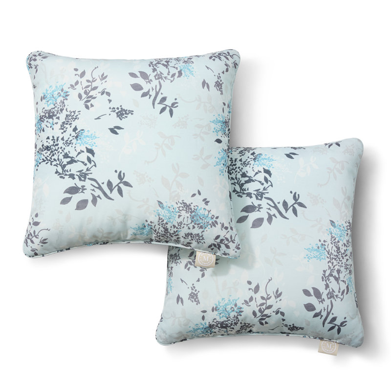 Ensemble de 2 coussins décoratifs d'extérieur MARTHA STEWART, 18 po, H 18 po x l 18 po, Bleu aqua, Carrée