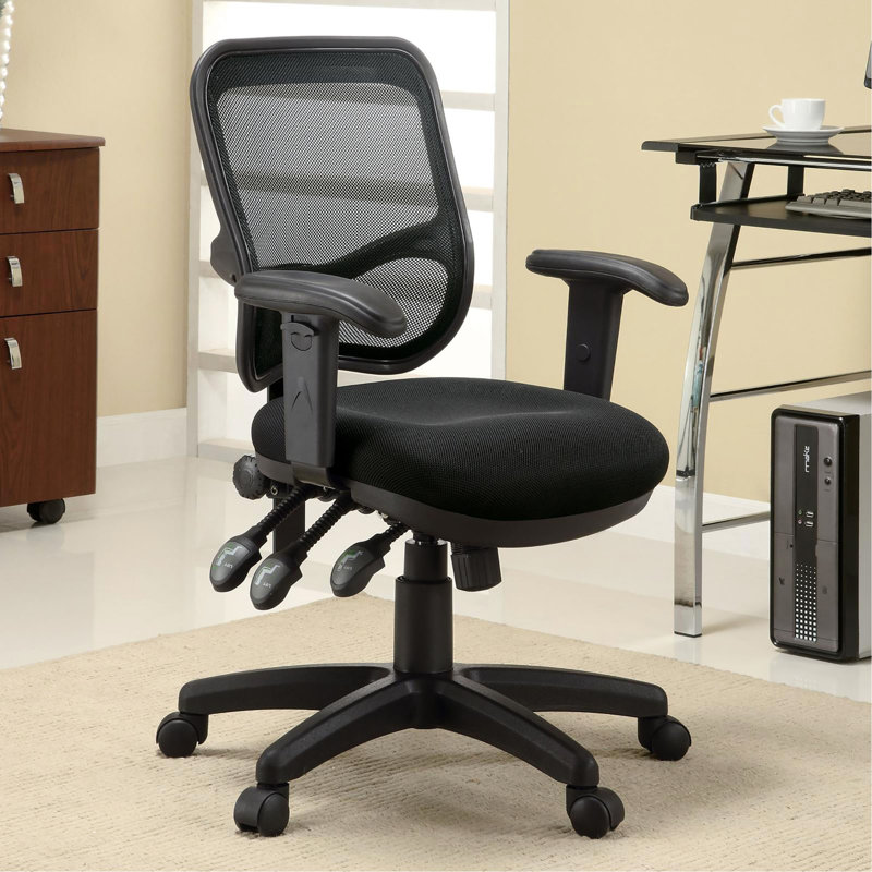 Chaise de bureau pivotante noire avec accoudoirs