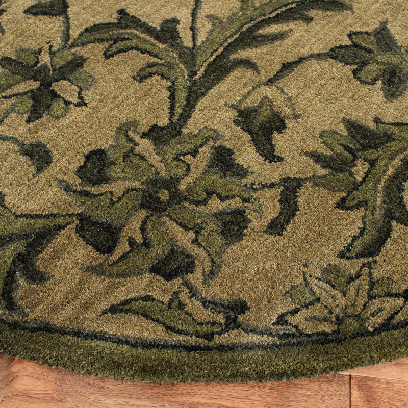 Tapis floral en laine touffeté à la main Dunbar, Rond 6 pi