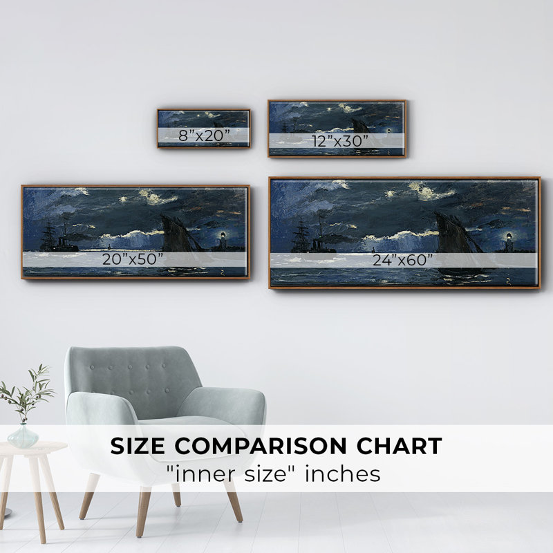 Seascape Night Effect- Framed Canvas