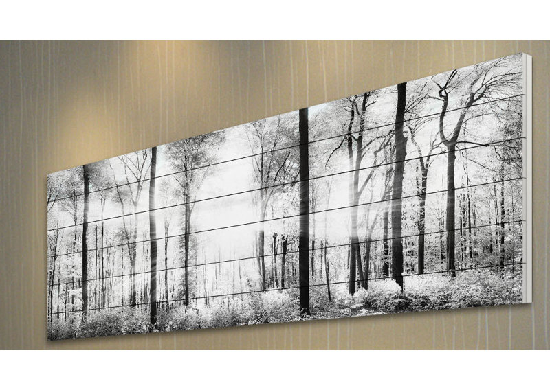 « panoramic forest »-impression sur bois sur bois, H 15 po x l 45 po x P 1,5 po