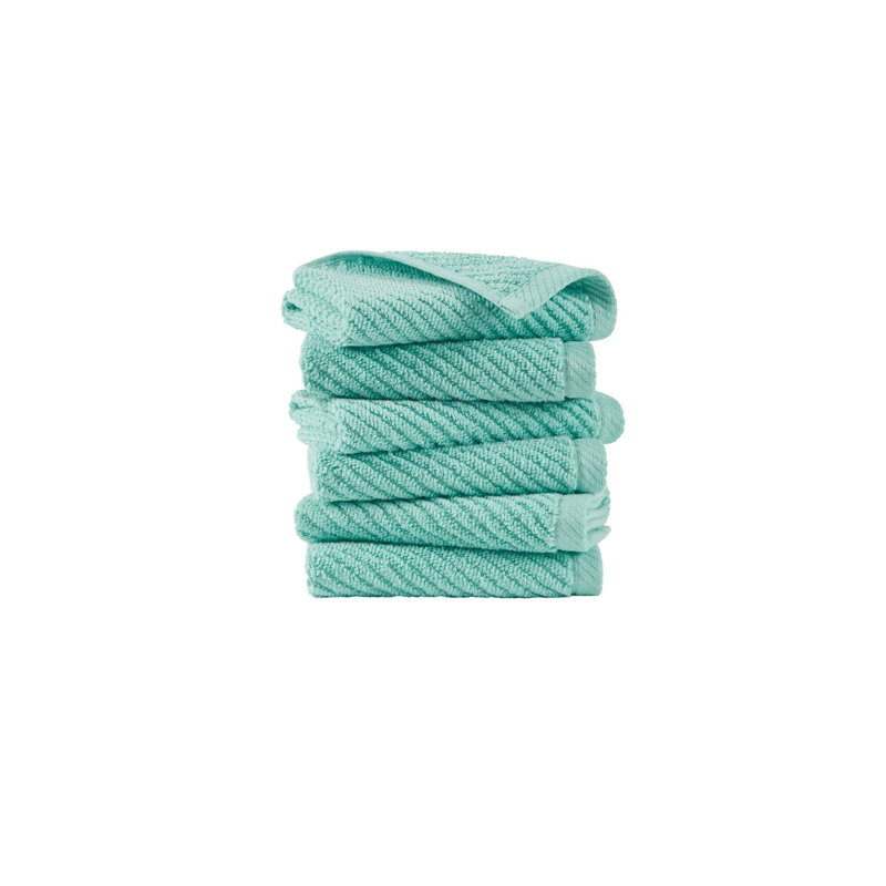 Ensemble de débarbouillettes 6 pièces Diagonal, Turquoise, Essuie-mains - paquet de 6
