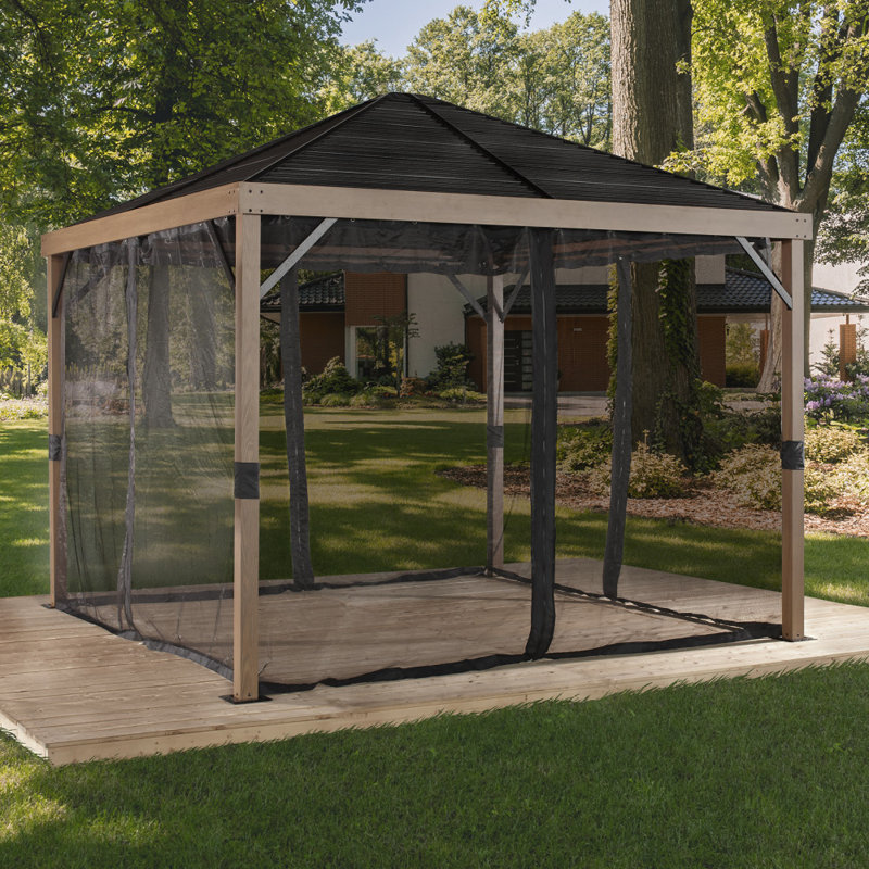 Sojag Outdoor Sanibel Hardtop Gazebo Outdoor Sun Shelter, Wood Finish, 8 Ft. W x 8 Ft. D