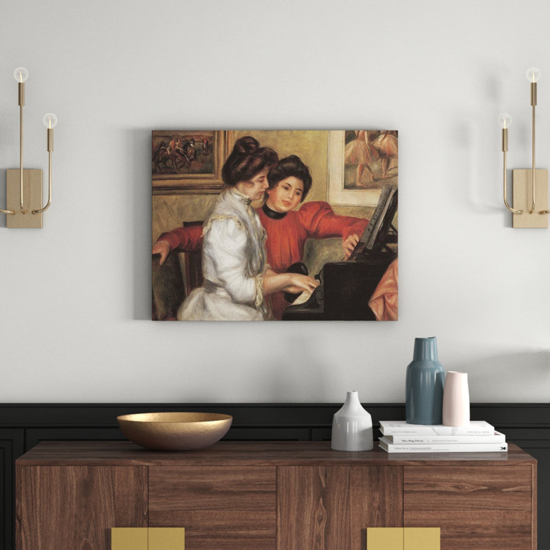 'Yvonne and Christine Lerolle at the Piano' by Pierre-Auguste Renoir Painting Print