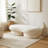 Curved Accent Bench, Solid Wood Frame, Soft Ivory Boucle Upholstery, 59 Inch