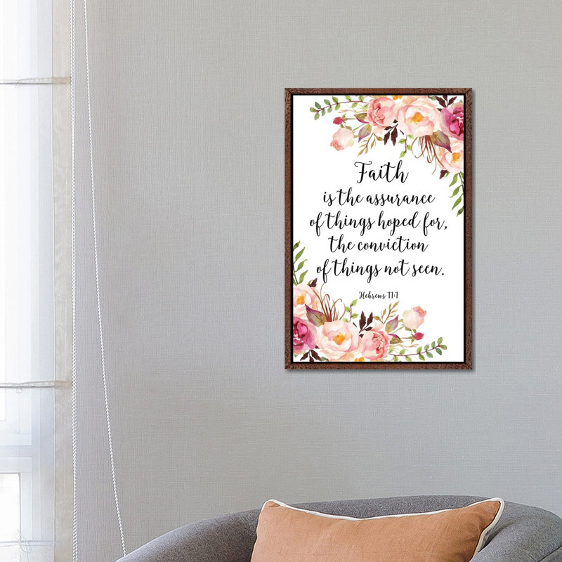 Hebrews 11:1 - Print on Canvas, 66.04 cm H x 45.72 cm W, Classic Brown Wood Framed