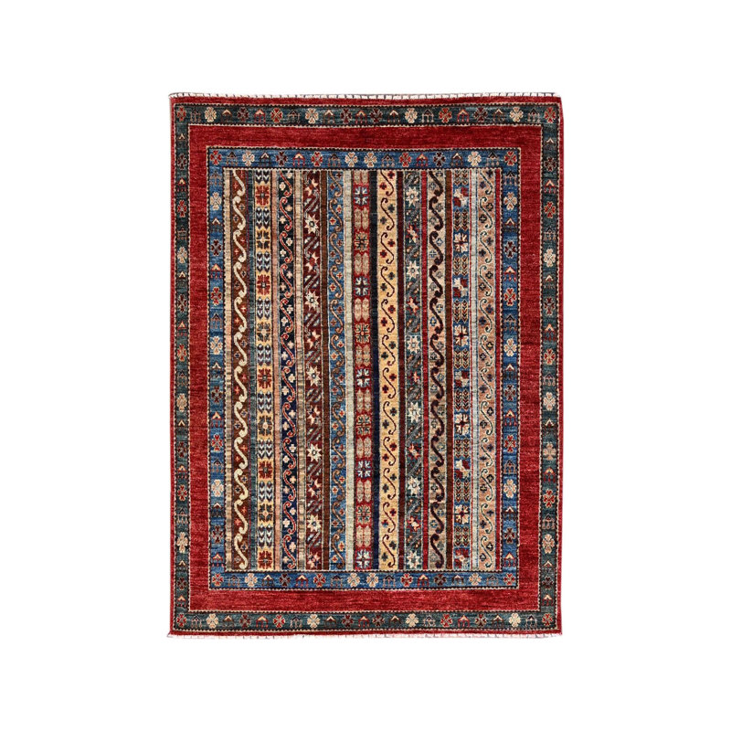 Tapis en laine noué à la main super Kazak beige doré 4 pi 2 po x 5 pi 9 po 5B2A71D1AFB9469EA7ECC4709069AA6E