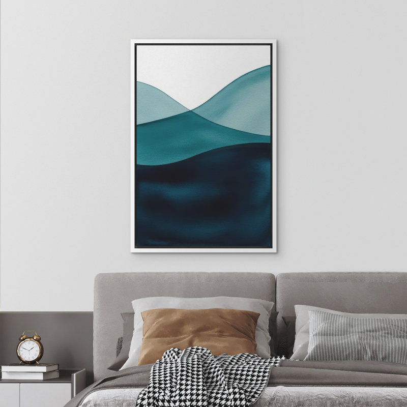 Reproduction d'art abstrait sur toile encadrée pour décoration intérieure moderne, H 24 po x l 16 po, Blanc