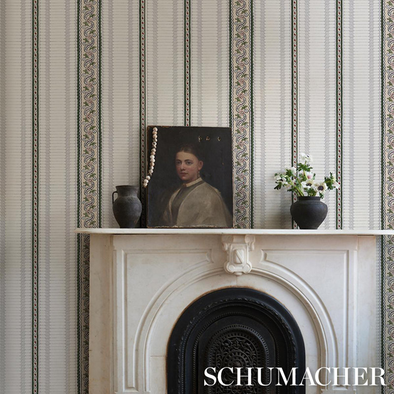 Schumacher X Rita Konig Serena Stripe Wallpaper, Rose