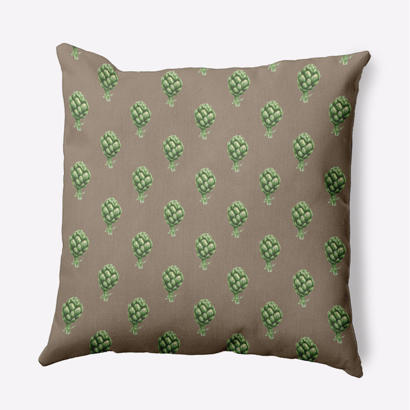 Coussin décoratif à motif artichaut PF1633TA16, H 16 po x l 16 po, Carré